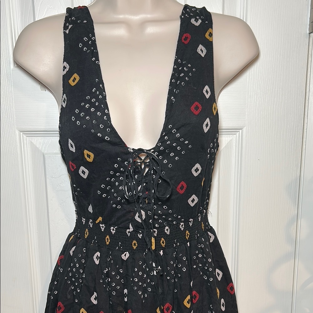Free People Black Patterned Sleeveless Dress in size XS